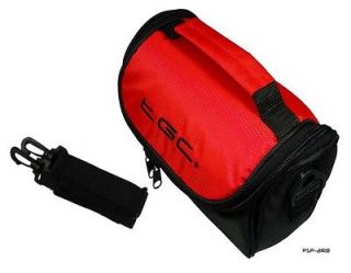 Crimson Red & Black Carry Case Bag 4 Olympus Stylus Epic Zoom 170 
