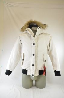 THE NORTH FACE TNF BRENDA BOMBER VINTAGE WHITE JACKET W/ FURRY HOOD 