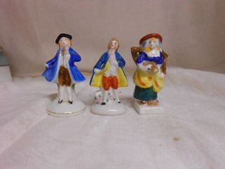 small OCCUPIED JAPAN figurines 3 tall TWO MEN ONE woman victorian 