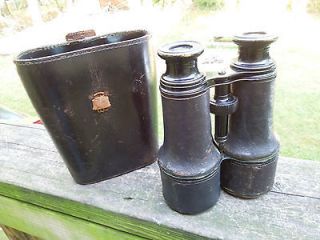 Antique Lemaire Fabt Binoculars w/ Leather Case Military Issue? Civil 
