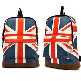 Canvas Olympic Games UK Flag Union Backpack Traveling Bag Women Boy 