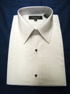 NEW WITH TAGS, OMEGA MENS WHITE TUXEDO SHIRT LAY DOWN STYLE   1/4 
