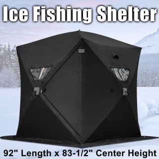 Dark Blue Ice Fishing Shelter 1 Man 2 Person Pop Up Portable Shanty 