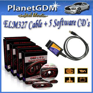 ELM327 + 5 Discs LATEST OBD 1 & 2 CAR DIAGNOSTIC SOFTWARE ECU 