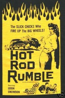 Vintage Pin up HOTROD RUMBLE Hot Rod T Shirt Greaser 1950s Rockabilly 
