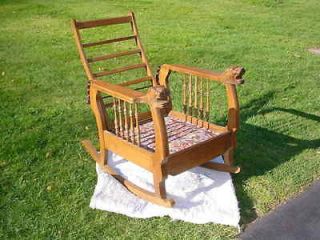 Antique Oak Morris Chair ~ Rocker ~ with LION HEAD Arms W Mass PICK UP 