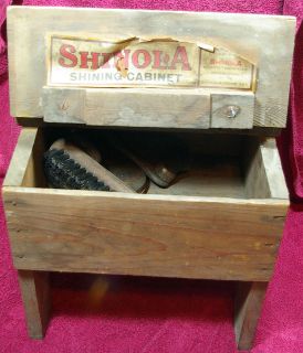 Antique 7 Piece Shinola Shoe Shine Cabinet & accessories circa 1900s