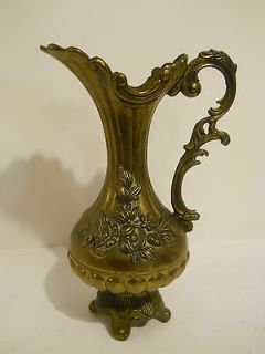 VINTAGE BRASS PITCHER OR VASE MADE IN ITALY DETACHABLE STASH BOX