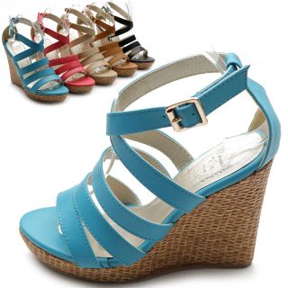   Shoes Wedge High Heels Platforms Open Toe Pumps Multi Colored Sandal