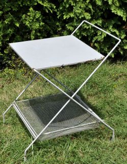 Vintage Grey Cocktail Tea Rolling Cart With Bottom Tray & Wheels
