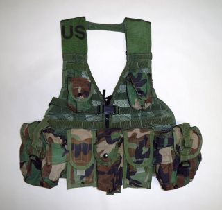   MOLLE II Fighting Load Carrier FLC Woodland BDU Vest w/Pouches Lot
