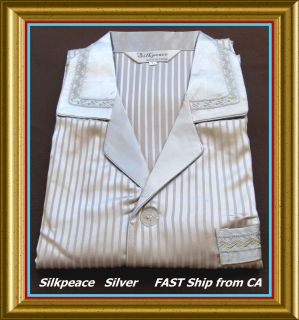 FAST SHIP fm CA Mens US S M L XL 2XL Silk Satin Pajama Lounge Shirt 