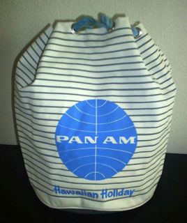 Vintage 60s Pan Am Travel Bag, Unusual Tote Style Hawaiian Holiday