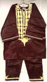 Men 3PC African Pant Suit Outfit Maroon Gold Doesnt Come S M L XL 1X 