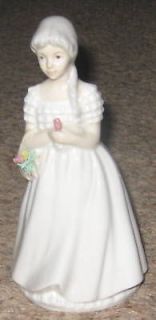 White 7.5 Porceval Girl Figurine w Roses Valencia Spain