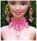 Handmade Beautiful Jewelry Pink Necklace, Earrings set for Barbie 