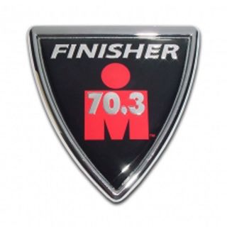 Triathlon 70.3 Finisher Shield Chrome Auto Emblem Swimming Bicycling 