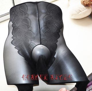 XIAOC Floral Sexy Black Men Sheer See Through Mens Waist Pantyhose 