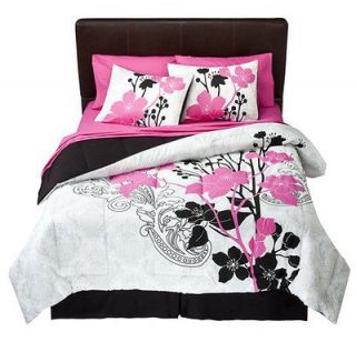 Pink, White and Black Flower Pattern Bed in a Bag Set ♥ ♥