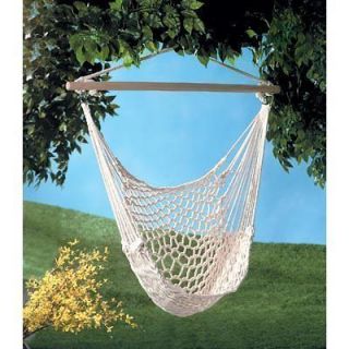 Hammock Chair Cradle Style Recycled Cotton Rope Wood Bar Metal Hanging 