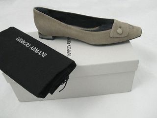 NEW NIB $495 Giorgio Armani Classic Suede Shoes (Flats) US 7 Euro 