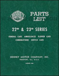   1950 Packard Henney Parts Book Hearse Ambulance Funeral Car Flower