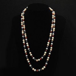   prices long 8 9mm Multi colored fresh water akoya pearl necklace 40