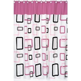 New JoJo Designs Pink and Black Geo Shower Curtain Cotton