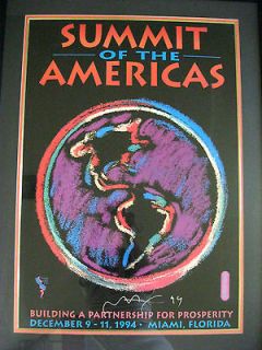 Peter Max   1994 Original Summit of the Americas Miami Poster   Signed 