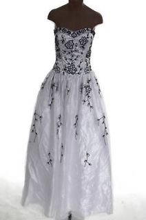 NWT $299 jump WHITE BLACK Strapless prom pagent stage Sweet15 formal 