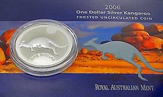AUSTRALIA KANGAROO 2006 1oz. SILVER COIN .999 IN CARD SLEEVE