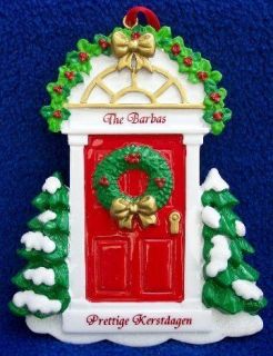  Holland Dutch Red House Door Christmas Ornament   Personalized