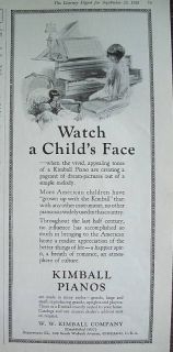 1926 Antique Kimball Piano Watch a Childs Face Ad