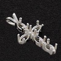   6x3mm) Marquis Cross Pre notched Sterling Silver Pendant Cast Setting
