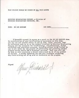 EFREM ZIMBALIST, JR Signed Document 1982  FBI