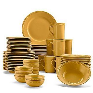   Golden Yellow STONEWARE DINNERWARE Dishes Set Service for 12