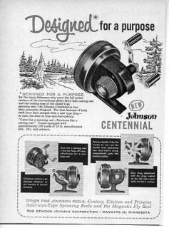 1959 Vintage Ad Johnson Centennial Fishing Reels Mankato,MN