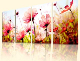 4Panels Painting Decorative Picture Wall Hanging Art Romance Flower 