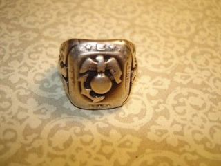 VINTAGE WORLD WAR TWO MARINES STERLING SILVER RING~*~