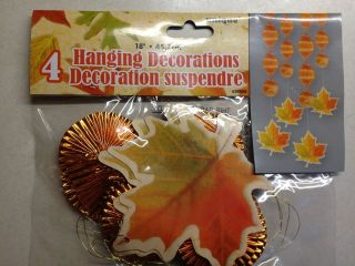 Fall Thanksgiving Leaf HANGING DECORATIONS Autumn Harvest NEW Leaves