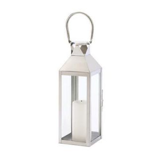 10 Large Contemporary Candle Lantern Silver Tone Stainless Steel 