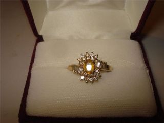 14K YELLOW SAPPHIRE AND DIAMOND Cocktail Womens Ring 3.9 Grams