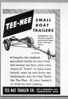 1950 Vintage Ad Tee Nee Boat Trailers Youngstown,OH Small