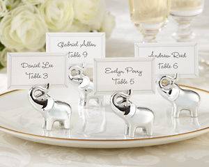   Lucky in Love Silver Finish Elephant Wedding Place Card Holders Favors