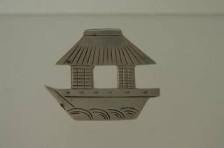 Estate K. UYEDA Figural (House Boat) Sterling Silver Place Card Holder