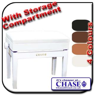 Chase Piano Stool Height Adjustable Bench Black Brown White Rosewood 