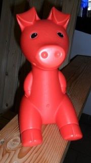 IKEA Red Plastic Piggy Bank Designed By Monika Mulder 8 1/2 Tall