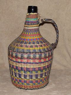 Plastic coated wire weaved handle large glass wine bottle jug