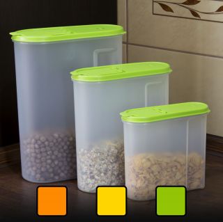 Set of 3 cereal storage container dispenser dry food pasta rice flour 