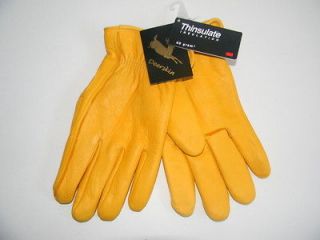 NEW MENS SMALL INSULATED GOLDEN TAN DEERSKIN LEATHER WORK GLOVES